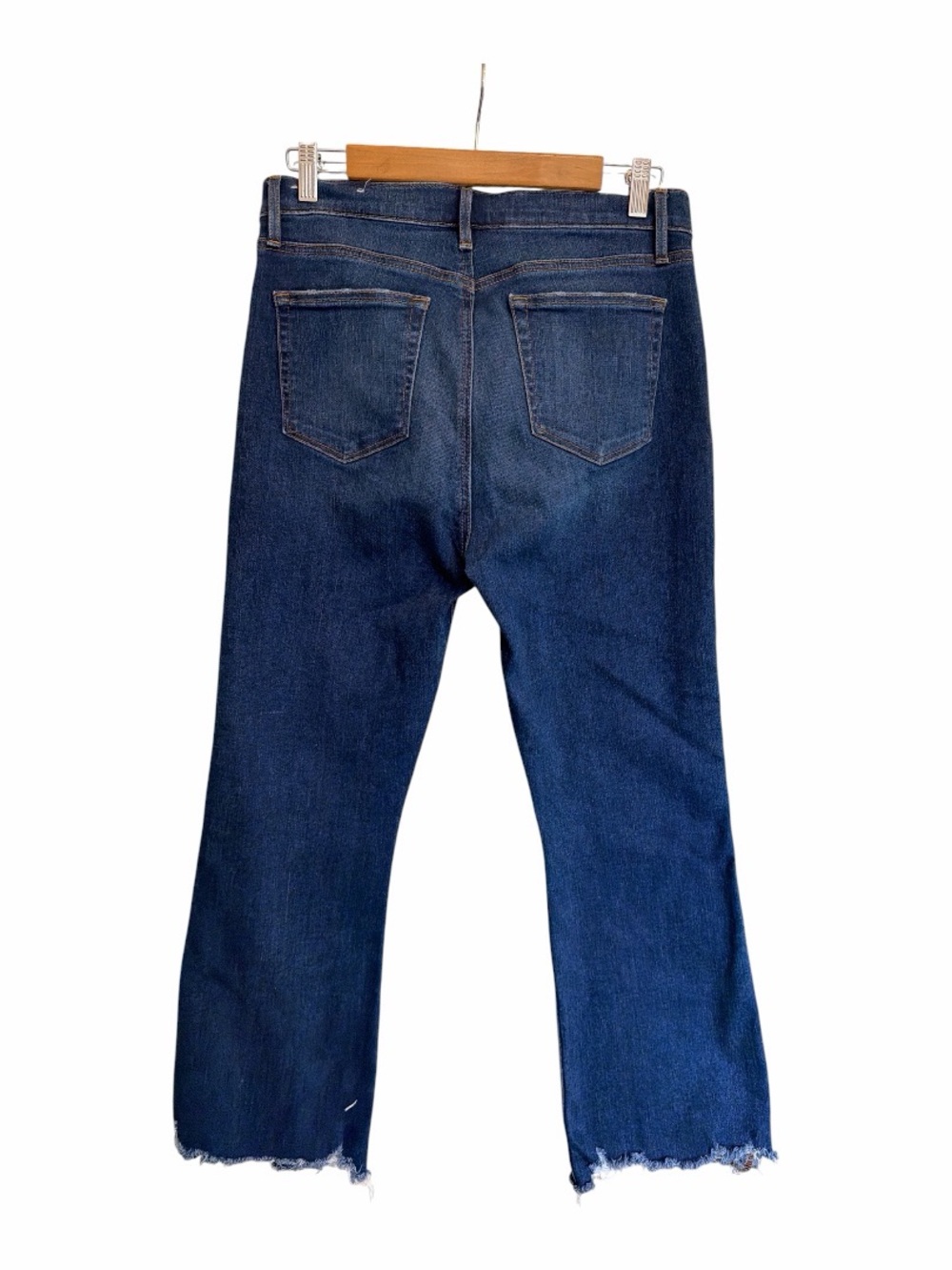 LOFT Kick Crop Jeans Size 10/30 High Rise Raw Hem Cropped Flare Denim - Picture 5 of 5